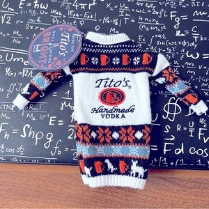 Tito’s Handmade Vodka 2021 Holiday Sweater double sided Bottle Toppers Koozies